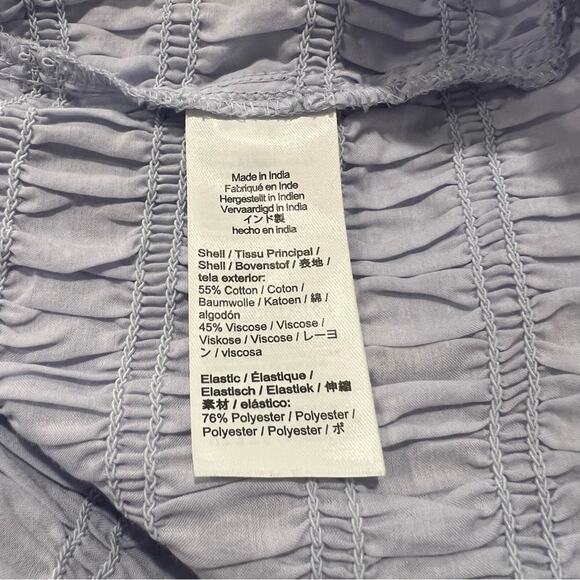 J Crew Smocked button-up shirt cotton-blend voile light blue short sleeve BU278 - Picture 6 of 8